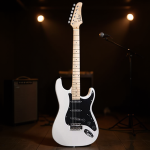 Kit de guitare électrique Glarry, corps blanc, manche en érable, 6 cordes, micros SSS, guitare pour débutants - Product Image 2