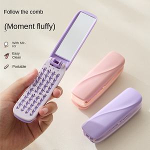 Sisir Rambut Lipat 3-in-1 dengan Cermin & Pembersih Rambut, Sisir Perjalanan Portabel untuk Tas, Anti Kusut dan Mudah Menghilangkan Rambut - Product Image 2