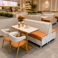 Ensemble de banquettes de luxe pour restaurant commercial, taille personnalisée, bancs rembourrés, table en pierre frittée pour bistro et salon de thé