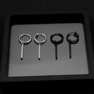Boucles d'oreilles pendantes géométriques simples, style hip-hop punk, plaqué argent, unisexe, bijoux tendance, vente en gros - Product Image 1