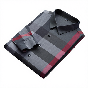 Chemise Homme Haut de Gamme Décontractée en Fibre de Bambou Tricotée à Col Boutonné et Fermeture Simple Boutonnage Manches Longues Infroissable à Carreaux Automne - Product Image 4