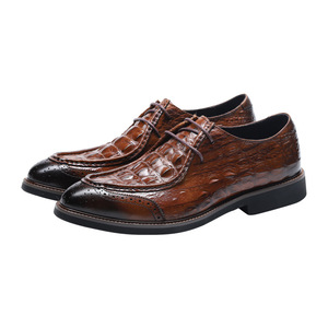 High Quality <b>Pointed</b> Toe Autumn Business Moccasin Shoes Lace-Up Closure Genuine Leather Upper Comfortable Dress Shoes - Product Image 3