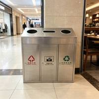 Contenedor de Basura Delgado de Acero Inoxidable con Triple Compartimento para Ahorrar Espacio, Estación de Reciclaje de 3 Vías para Pasillos Estrechos