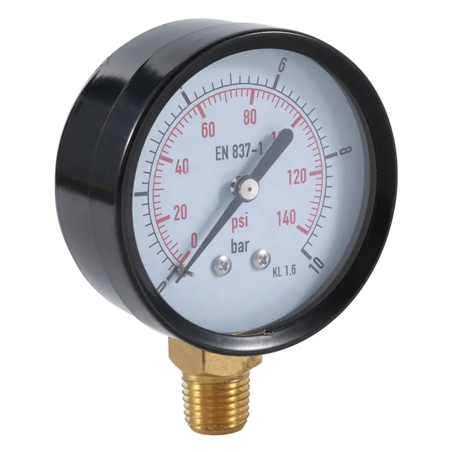 100mm Dry Pressure Gauge With Black Case and Brass Connection