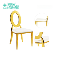 SK-YHY-M005 Chaise moderne en acier inoxydable couleur personnalisée avec dossier ovale évidé et assise rembourrée pour mariages, banquets et utilisation en parc