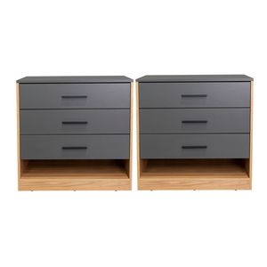Boras Set Of 2 <b>Small</b> Dressers Minimalist Modern Style Natural Oak And Gray Bedroom Storage Furniture - Product Image 4