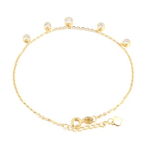 Haute qualité AU750 bijoux en or 18 carats 7 + 2 pouces chaîne ronde Zircon bracelet à breloques pour femmes - Product Image 3