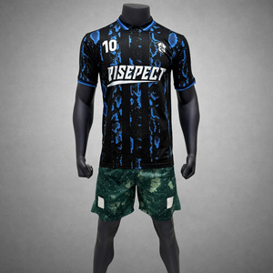 Single Button Collar Retro Soccer Jersey Quick-dry Moisture-control Optional Custom Trims for Practice - Product Image 1