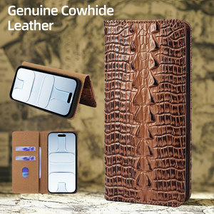 Étui à rabat en cuir véritable de crocodile de qualité supérieure avec fentes pour cartes, antichoc et fermeture magnétique pour <span class=keywords><strong>iPhone</strong></span> 17 16 <span class=keywords><strong>Pro</strong></span> 15 14 <span class=keywords><strong>Pro</strong></span> <span class=keywords><strong>Max</strong></span> - Product Image 1