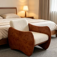 Fauteuil de loisirs moderne en bois de chêne avec revêtement en lin - Chaise d'appoint durable et écologique pour chambre et salon