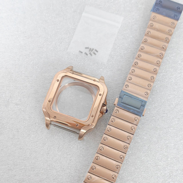 316L Stainless Steel Square Watch Case Strap Set 38mm Mineral Glass L316 Model NH35/NH34/8215 Compatible Customizable Color Logo