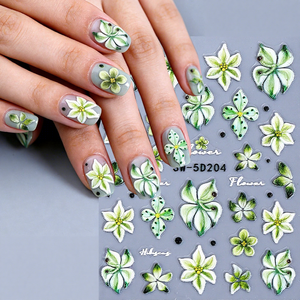 TSZS - Adhesivos Decorativos para <span class=keywords><strong>Uñas</strong></span> con Flores Hawaianas en Relieve 5D, Diseño Floral Verde, Lirios, Autoadhesivos, Venta al por Mayor - Product Image 1