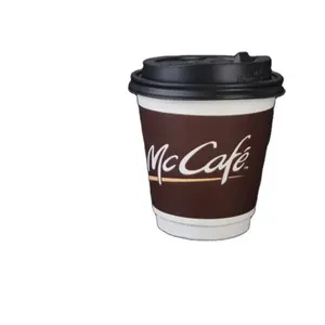 低最小起订量一次性可回收12盎司-16盎司定制标志店包装热饮耐热双壁纸咖啡杯