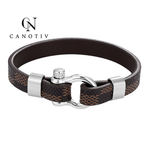 Hot Sale Stainless Steel <strong>Magnetic</strong> <strong>Clasps</strong> for Flat Leather <strong>Bracelet</strong> Men Fashion True Leather <strong>Bracelets</strong> - Product Image 2