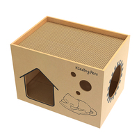 Arbre à chat Nimble Premium à double couche brun, grattoir écologique et durable avec plateau en carton pour le jeu et l'exercice de plusieurs chats