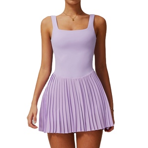 Rok tenis dua potong palsu dengan bawahan (anti-paparan), kantong kebugaran, desain lipit, baju olahraga - Product Image 3