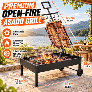 Barbecue au charbon de bois robuste avec cadre en acier soudé découpé au laser et grille réglable en hauteur pour les acheteurs en gros - Product Image 4