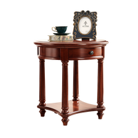 Table basse en bois massif de style américain, table d'appoint en bois pour canapé, table ronde pour salon, petite table à thé décontractée de style hôtelier