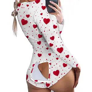 <span class=keywords><strong>Pigiama</strong></span> da <span class=keywords><strong>Donna</strong></span> per San Valentino e Capodanno, Set Lounge a Maniche Lunghe, Tutina da Notte, Abbigliamento da Notte Femminile - Product Image 2