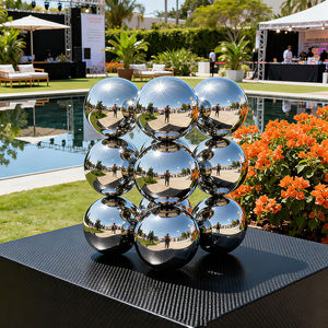 Boule ornementale ronde <span class=keywords><strong>de</strong></span> luxe d'acier inoxydable pour la décoration extérieure <span class=keywords><strong>de</strong></span> maison <span class=keywords><strong>de</strong></span> bureau et <span class=keywords><strong>de</strong></span> Noël-surface polie résistante aux intempéries - Product Image 4