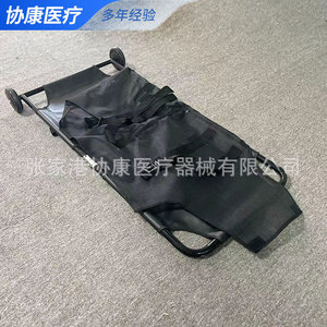 Folding Pet Stretcher Black Breathable Mesh Fabric Steel Frame With Wheels For Transporting Injured Pets - Product Image 3