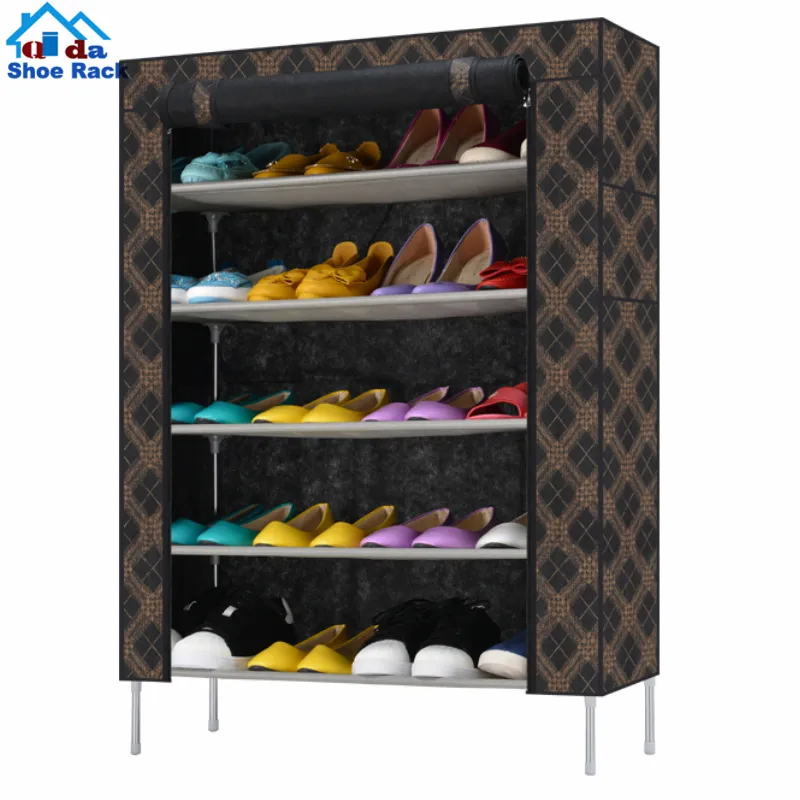 Cotton-made boots shoes cabinet easy folding combination cabinet zipper fabric 50 pair shoe rack