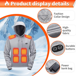 Veste à capuche chauffante pour <span class=keywords><strong>femme</strong></span> OEM/ODM - Logo personnalisé, polaire, 17 zones chauffantes, rechargeable par USB pour le ski et la randonnée - Product Image 5