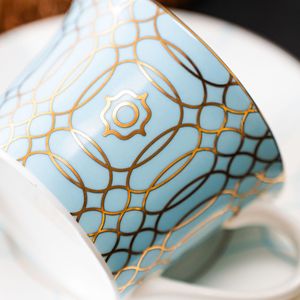 Juego de Tazas de Café de Cerámica Azul en Oferta, Juego de Platos para Té Inglés de Alta Calidad - Product Image 3