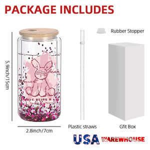 Magazzino USA ceramica 16oz sublimazione globo di neve Tumbler di vetro può 20oz doppia parete Pre forato globo di neve bicchieri di birra - Product Image 2