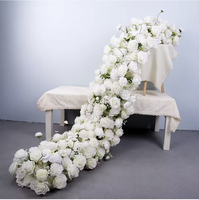 Chemin de table de mariage en soie artificielle fait main avec fleurs blanches pour la décoration de mariage - Grande Vente