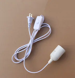 Table lamp cord set kit E27 white black pvc cable American plug and online or dimmer switch