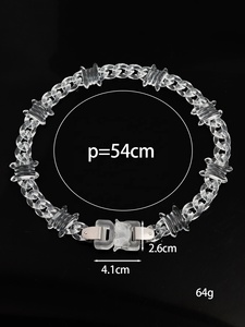 Best Seller Nuova Collana Personalizzata da Uomo con Lucchetto Satinato e Catena in Acrilico Trasparente a Spine, Idea Regalo <span class=keywords><strong>per</strong></span> Fidanzato - Product Image 6