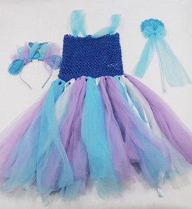 Disfraz <span class=keywords><strong>de</strong></span> Halloween para Niñas, Falda <span class=keywords><strong>de</strong></span> Princesa Sirena, Vestido <span class=keywords><strong>de</strong></span> Tul con Degradado Azul y Morado, con Varita Mágica, Inspirado en TV y Películas - Product Image 3