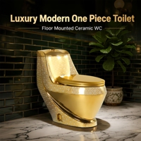 WC monobloc de luxe moderne à poser au sol, couleur or, haute qualité, double chasse, en céramique, avec siphon en S, ensemble cuvette et siège