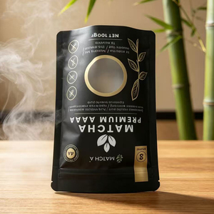 Bolsas de Embalaje Resellables Negras Impresas Personalizadas, Bolsa Premium de 100g para Polvo de Alimentos, Matcha, Granos de Café, Té Verde, con Ventana - Product Image 6