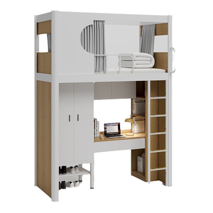 <span class=keywords><strong>Lit</strong></span> superposé combiné moderne et réglable pour dortoir scolaire, <span class=keywords><strong>avec</strong></span> <span class=keywords><strong>bureau</strong></span> intégré, idéal pour petit appartement et usage commercial, 200x100x282cm - Product Image 2