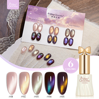 Miss Gooey Vernis à ongles gel magnétique œil de chat professionnel pour salon de manucure, sans TPO ni Hema, 6 couleurs, vernis à ongles gel UV écologique, usine