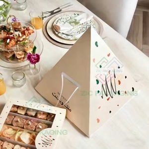 Boîte pyramide personnalisée en papier alimentaire écologique <span class=keywords><strong>pour</strong></span> snacks, pâtisseries, emballage à emporter, emballage empilable, boîte pyramide <span class=keywords><strong>pour</strong></span> plateaux de dégustation - Product Image 4