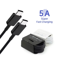 Cable de Carga USB C 5A de Fábrica, Cable Tipo C a C para Samsung S22 Ultra S21+ S20 Note 10, Cable de Carga Súper Rápida Samsung