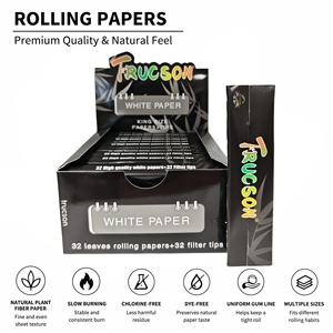 TRUCSON White Rolling Papers <b>King</b> <b>Size</b> 32 <b>Sheets</b> With 32 Filter Tips Natural Plant Fiber Slow Burn 24booklets/box - Product Image 1