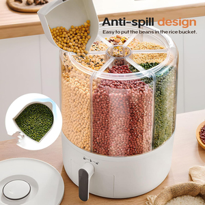 Contenedor de Almacenamiento de Arroz de Plástico PET Transparente de 6 Compartimentos, 11L-22L, Apto para Alimentos, Ecológico, a Prueba de Polvo, Sellado, Moderno para Cocina - Product Image 3