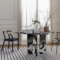Ensemble de table à manger moderne italien minimaliste en marbre, convertible et extensible, en marbre noir, pour salon, entrepôt, villa