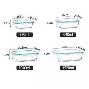 กล่องอาหารกลางวันแก้วแบบเบนโตสำหรับไมโครเวฟและอุ่นร้อนได้ พร้อมฝาปิดล็อคได้ สำหรับครอบครัว แคมป์ปิ้ง และทริปไปโรงเรียน - Product Image 5