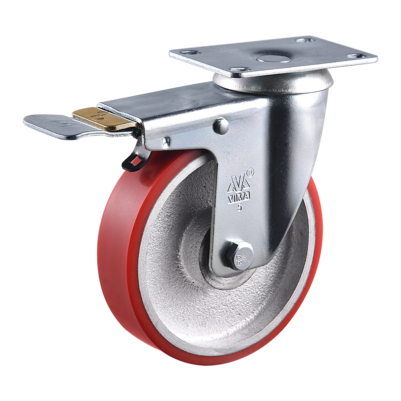 VIMA Professional 3 4 5 Swivel Brake Industrial Caster PU Iron Wheel 200kg 250kg 300kg Transport Cart Wheel Caster
