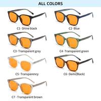 Gafas de Sol Cuadradas Grandes de Moda Sunray, Montura Ligera TR90, Lentes de PC Naranjas, Alivio de la Fatiga Ocular, OEM Unisex, Venta al por Mayor, Anti Luz Azul para Adultos