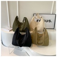 Nouveau sac à provisions fourre-tout à fermeture éclair en nylon réutilisable uni sac à bandoulière unique pour les livres chargés par les étudiants