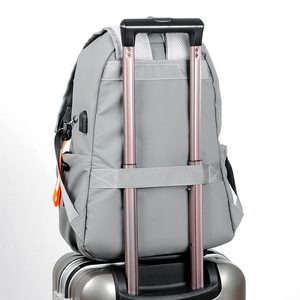 Gray <b>Laptop</b> <b>Backpack</b> 15 Inch Large Capacity Business Travel Bag With Orange Accents - Product Image 5