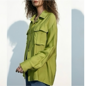 Chemises à manches longues en fibre de bambou écologiques pour femmes, décontractées, respirantes, mode, usage quotidien, OEM ODM - Product Image 4