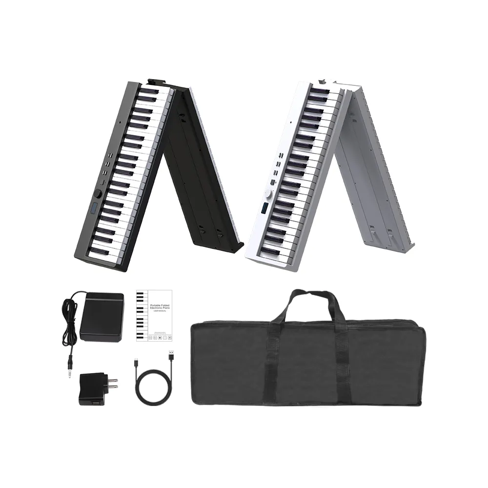 Keyboard Piano Midi dapat dilipat, alat musik Piano elektronik lipat Digital 88 kunci