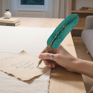 Ensemble stylo et encre vintage noir, série classique, <span class=keywords><strong>plume</strong></span> <span class=keywords><strong>d</strong></span>'<span class=keywords><strong>oie</strong></span> avec support sculpté, plumes de <span class=keywords><strong>calligraphie</strong></span>, écriture antique - Product Image 4